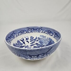 Vintage Chinoiserie Serving Bowl Authentic 10" Bone China Blue Willow